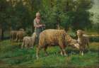 Shepherdess with Sheep Art Print