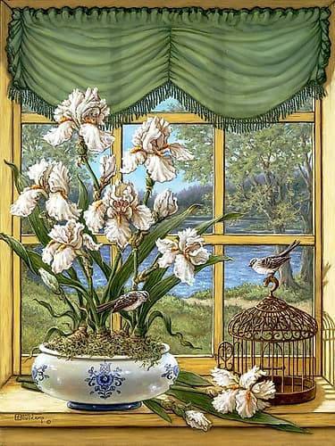 Irises By the Lake Art Print