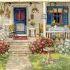 Front Porch in Maine Traditional Print