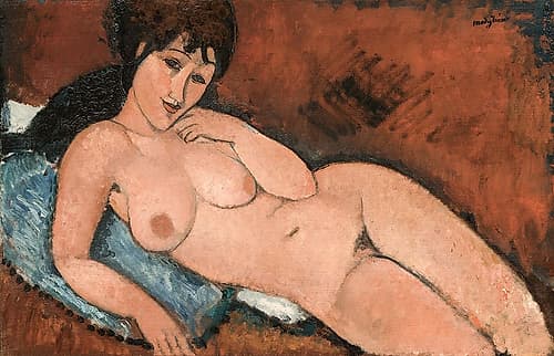 Nude on a Blue Cushion Figurative Print