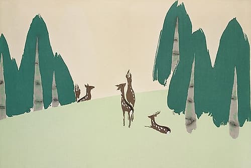 Deer from Momoyogusa Art Print by Kamisaka Sekka