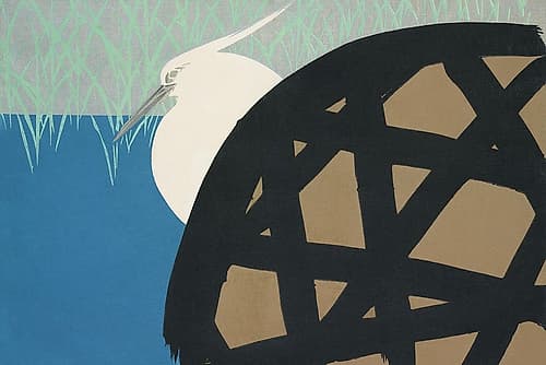 White heron from Momoyogusa Nature Print