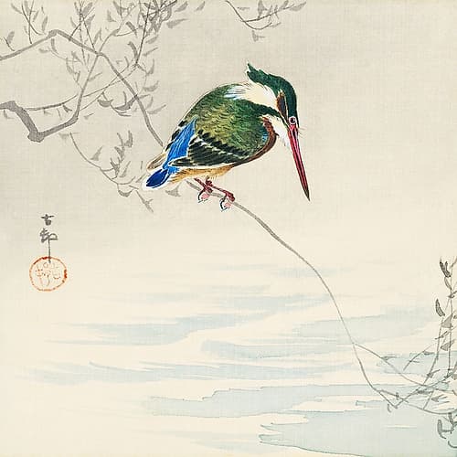A kingfisher Art Print by Ohara Koson