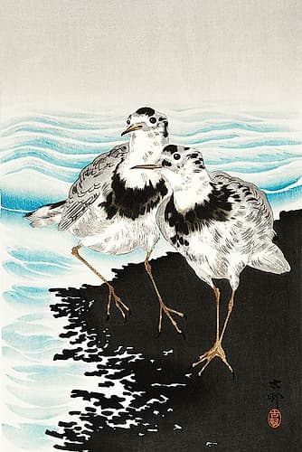 Large coot sandpipers Art japonais reproduction