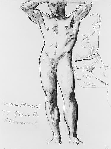 Man Standing, Hands on Head Classical Print