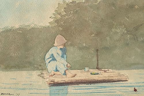 Boy on a Raft Art Print