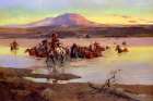 Fording the Horse Herd Art Print