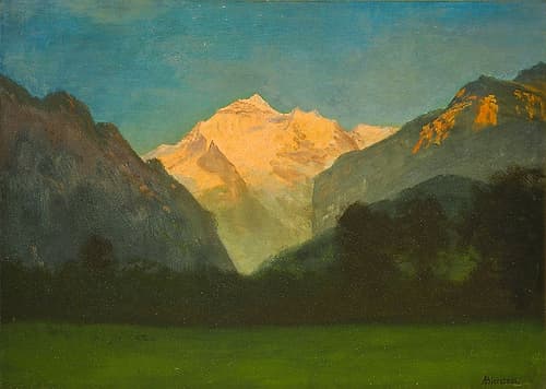 View of Glacier Park or Sunset on Peak Landscape Print