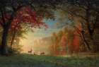 Indian Sunset, Deer by a Lake 1880 Art Print