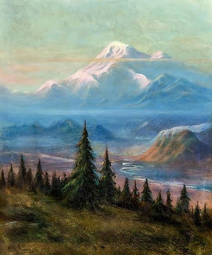 Puyallup River Valley and Mount Rainier Landscape Print