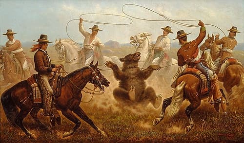Cowboys Roping a Bear Art Print