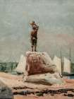Boy Hailing Schooners Art Print