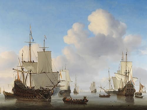 Dutch Ships in a Calm Sea Coastal Print