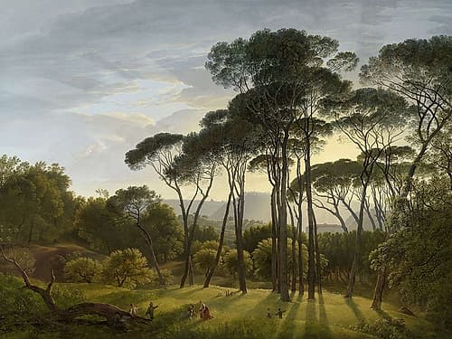Italian Landscape with Umbrella Pines Art Print