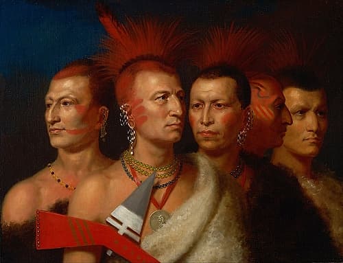 Young Omahaw, War Eagle, Little Missouri, and Pawnees, Figurative Print