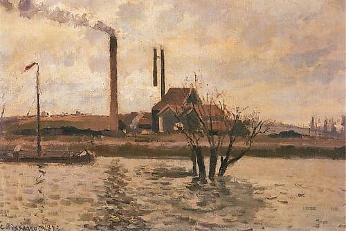 Factory at Sr Ouen-lAumone, the Flood of the Oise Landscape Print