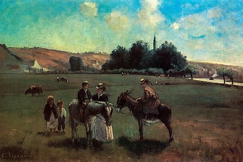 Donkey ride in La Roche-Guyon Figurative Print
