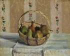 Still Life. Apples and Pears in a Round Basket Still Life Print