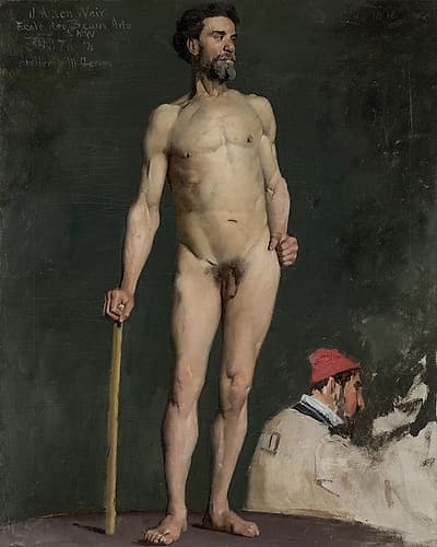 Study of a Male Nude Leaning on a Staff Classical Print