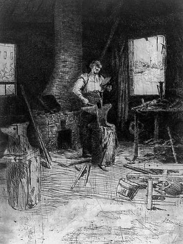The blacksmiths shop Figurative Print
