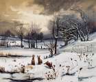 Winter Landscapes Rabbits Art Print by L. Prang & Co