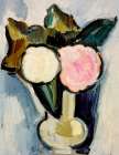 Pink and White Flowers in a Vase Art Print