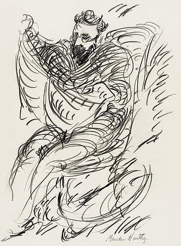 Study of a Seated Man with Beard and Spectacles Art Print