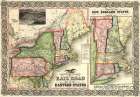 Road Map of the Eastern States 1856 Vintage Print