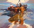 Fishing Boats Valencia Beach Art Print
