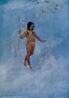 He was held by unseen hands from Story of Hiawatha 1910 Vintage Print