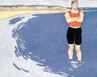 Man standing in the sea Art Print