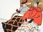 Man and Woman Sitting Together Vintage Print