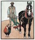 Man with Rooster and Horse Art Print