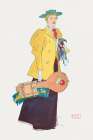 Woman holding dog and stuffs Art Print