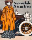 Woman and a vintage car Art Print