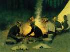Hunters Camp in the Big Horn Art Print
