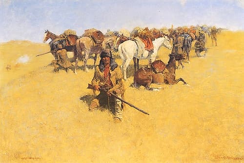 Old Time Plains Fight Figurative Print