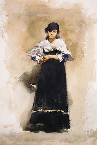 Young Woman with a Black Skirt Art Print