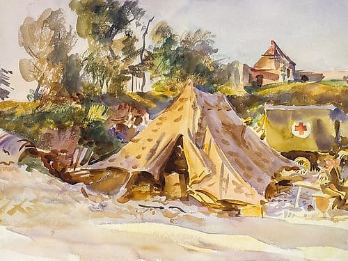 Camp with Ambulance Art Print