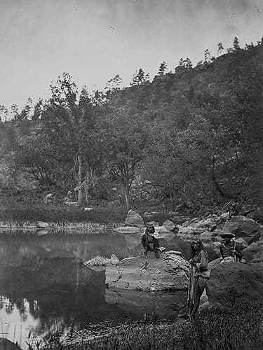 Apache Lake-Sierra Blanca Range-Arizona with Two Apache scouts Photography Print