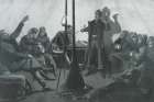 Merry Christmas in a Silby Tent-Sketch Art Print