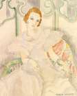Portrait of a young woman in a white dress Art Print
