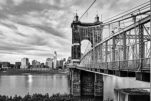 Suspension Bridge in Covington-Kentucky Landscape Print