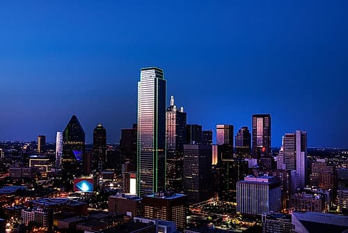 Dallas Skyline at Night Photography Print
