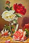 Roses in a Glass Vase Art Print