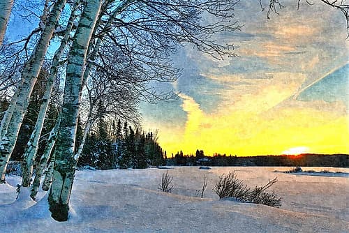 End of a Winter Day Landscape Print