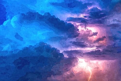 Thunderstorm at Night Landscape Print