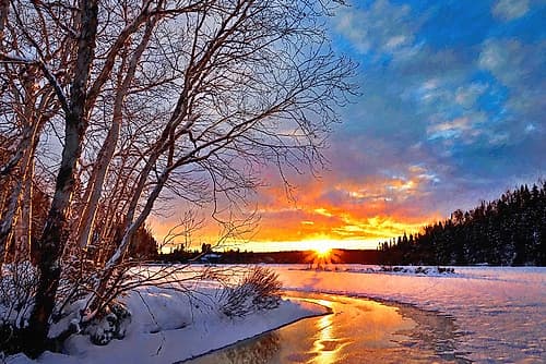 Winter Twilight Landscape Print
