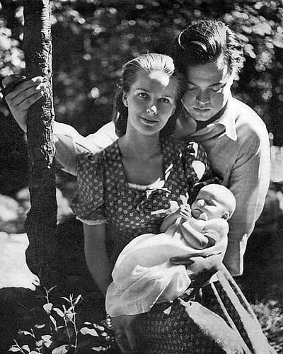Orson Welles, Virginia Nicolson Welles with their baby daughter Photography Print