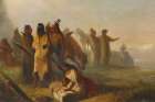 Scene of Trappers and Indians Landscape Print
